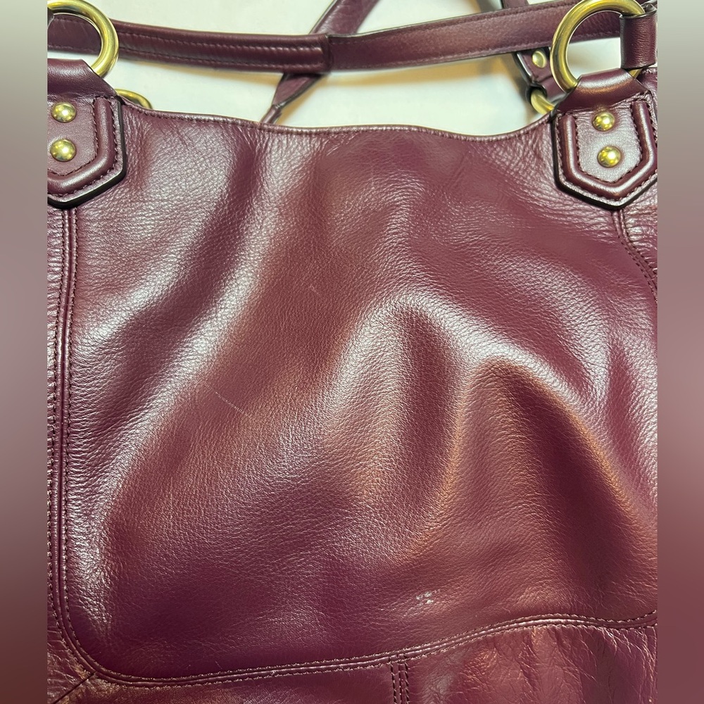 Coach Campbell Belle Bordeaux Burgundy Leather Shoulder Bag Gold Hardware - Picture 13 of 15